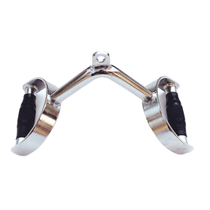 PUXADOR ESTRIBO DUPLO EM  V CROMADO COM MANOPLAS  INJETADAS