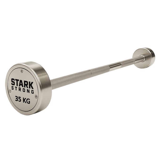 BARRA MONTADA RETA CROMADA - LOGO STARK STRONG - 10KG A 50KG