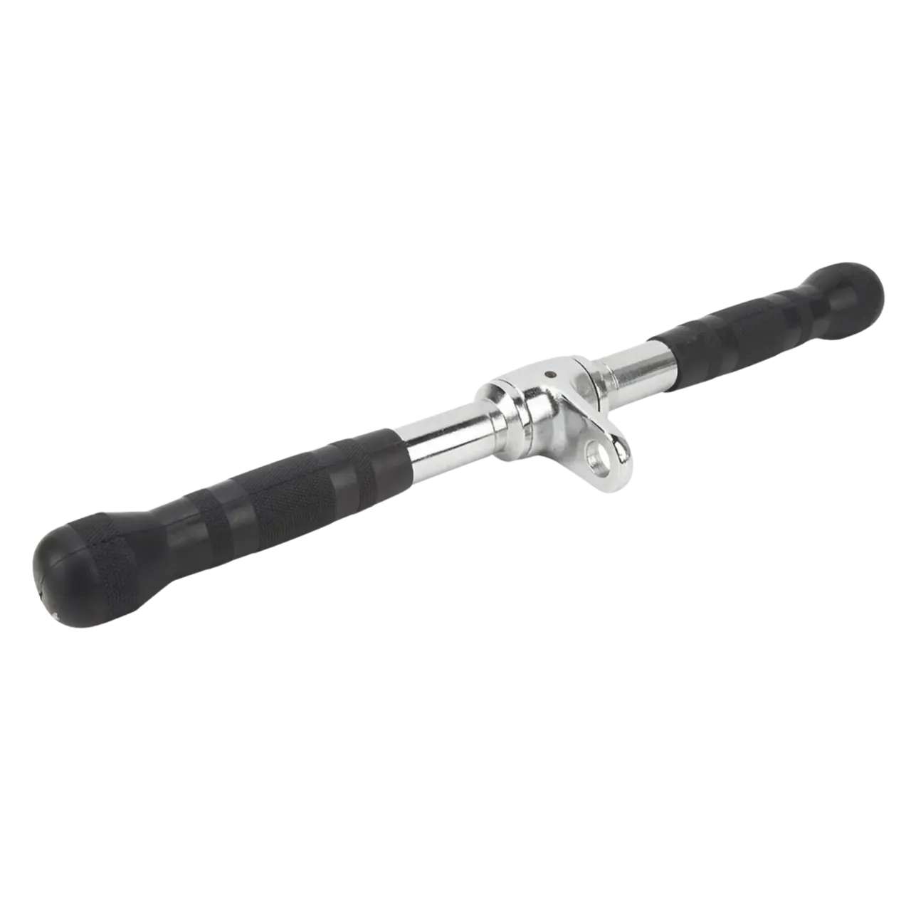 Puxador Tríceps Cromado 500MM Maciço Giratório com Manoplas Injetadas