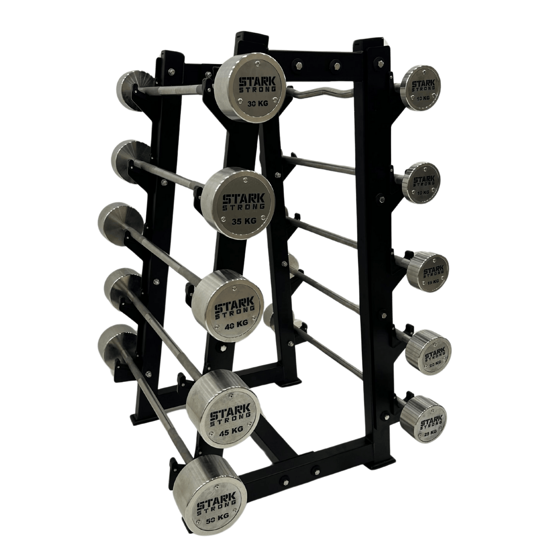 Kit Barras Montadas Retas Cromadas - Logo Stark Strong - 10KG À 30KG - sem Suporte