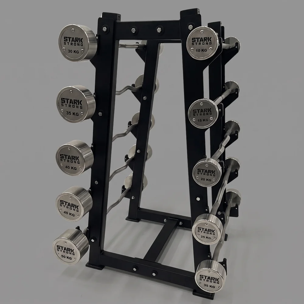 Kit de barras montadas W cromadas com logo Stark Strong, de 10kg a 30kg