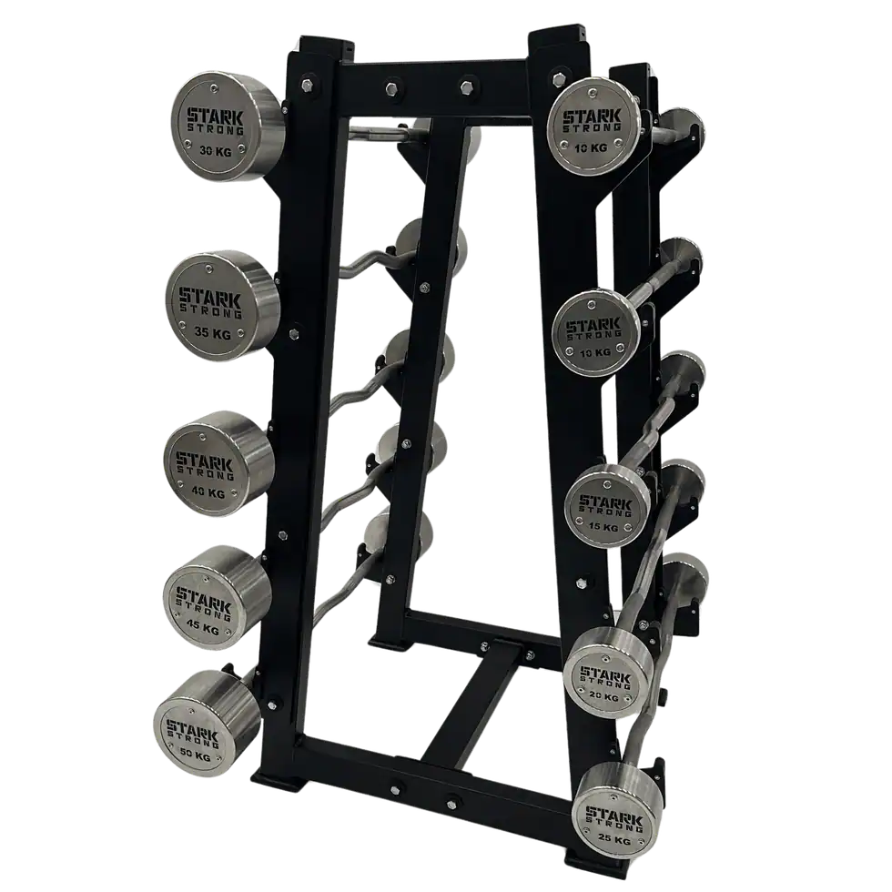 Kit Barras Montadas W Cromadas - Logo Stark Strong - 35KG À 50KG - sem Suporte
