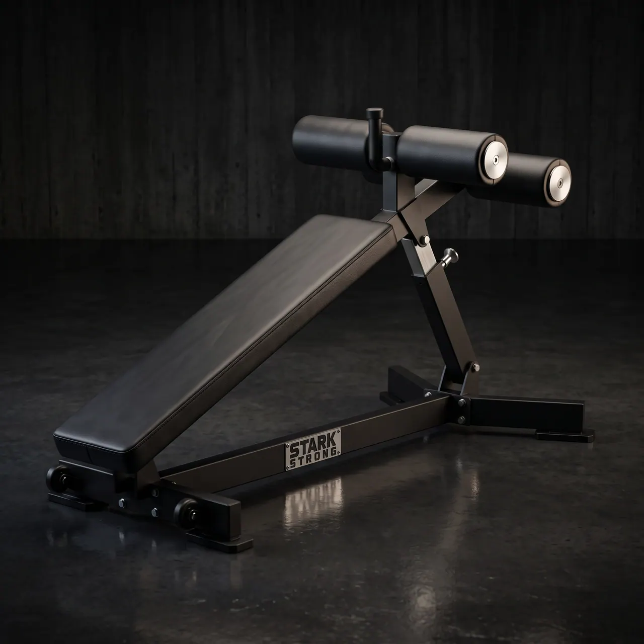 Abdominal com regulagem Stark Strong, encosto ajustável e apoio de pés, para treino de abdômen com amplitude regulável