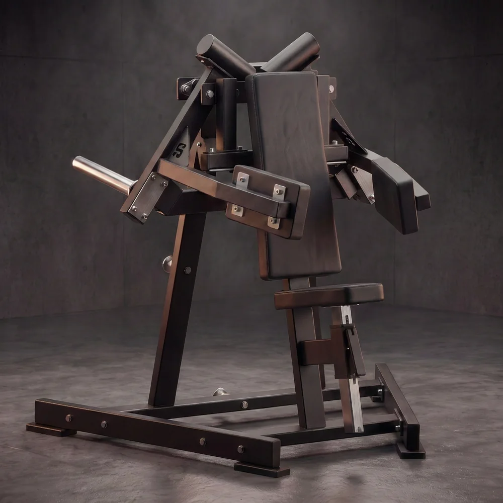 Elevação lateral articulada Stark Strong, com apoios de braço acolchoados e assento com regulagem de altura